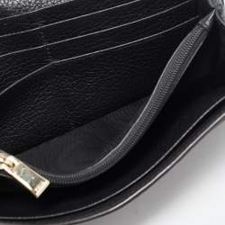 Furla Black Leather Logo Flap Continental Wallet