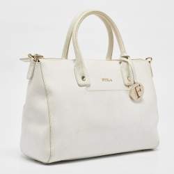 Furla White Leather Zip Tote