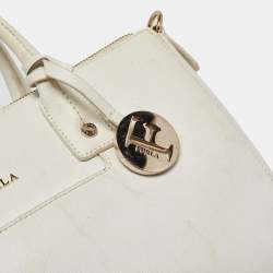 Furla White Leather Zip Tote