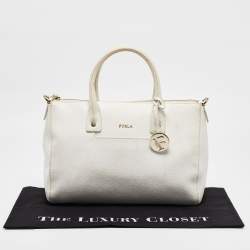 Furla White Leather Zip Tote