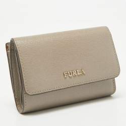 Furla Grey Leather Trifold Compact Wallet