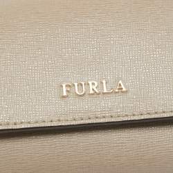Furla Grey Leather Trifold Compact Wallet