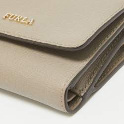 Furla Grey Leather Trifold Compact Wallet