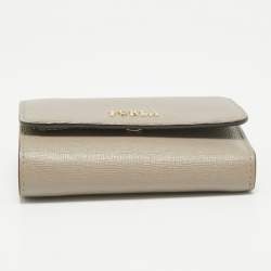 Furla Grey Leather Trifold Compact Wallet