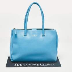 Pre Owned Furla Light Blue Leather Linda Tote