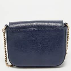 Furla Navy Blue Leather Mini Metropolis Chain Crossbody Bag