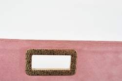 Furla Pink Woven Leather Turnlock Clutch