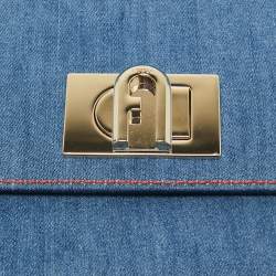 Pre Owned Furla Blue Denim Gerla Shoulder Bag