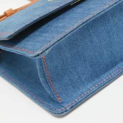 Pre Owned Furla Blue Denim Gerla Shoulder Bag