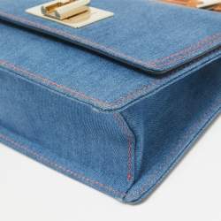 Pre Owned Furla Blue Denim Gerla Shoulder Bag