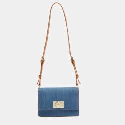 Pre Owned Furla Blue Denim Gerla Shoulder Bag