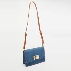 Pre Owned Furla Blue Denim Gerla Shoulder Bag