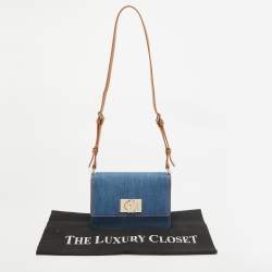 Pre Owned Furla Blue Denim Gerla Shoulder Bag