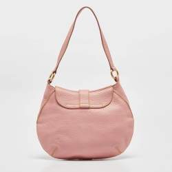 Furla Pink Leather Buckle Flap Hobo