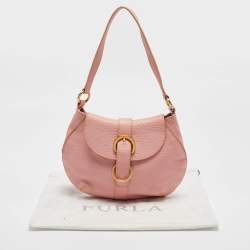 Furla Pink Leather Buckle Flap Hobo