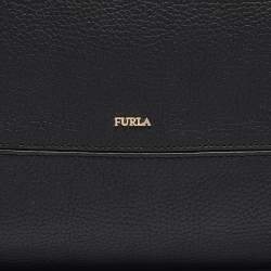 Pre Owned Furla Black Leather Top Zip Satchel
