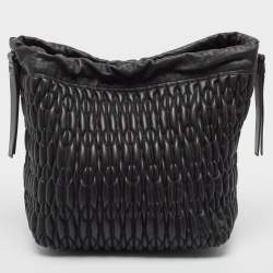 Pre Owned Furla Black Quilt Leather Caos Shoulder Bag
