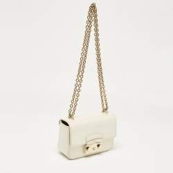 Furla Cream Patent Leather Metropolis Crossbody Bag