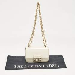 Furla Cream Patent Leather Metropolis Crossbody Bag