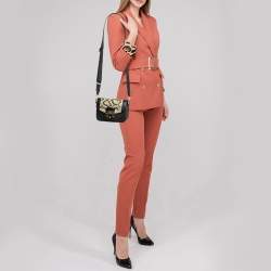 Furla Black/Beige Python Embossed and Leather Mni Metropolis Crossbody Bag