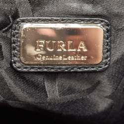 Pre Owned Furla Black Leather Flap Tote