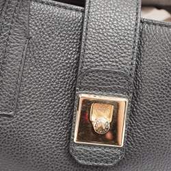 Pre Owned Furla Black Leather Flap Tote