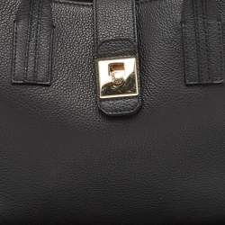 Pre Owned Furla Black Leather Flap Tote
