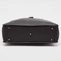 Pre Owned Furla Black Leather Flap Tote