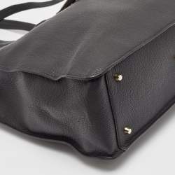 Pre Owned Furla Black Leather Flap Tote