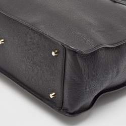 Pre Owned Furla Black Leather Flap Tote