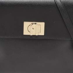 Furla Black Leather 1927 Flap Top Handle Bag