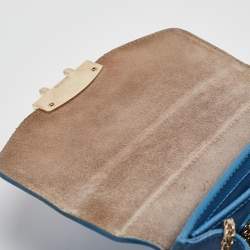 Pre Owned Furla Blue Leather Mini Metropolis Crossbody Bag