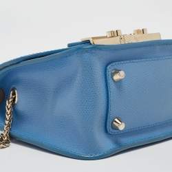 Pre Owned Furla Blue Leather Mini Metropolis Crossbody Bag