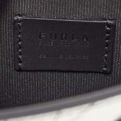 Pre Owned Furla Black/White Leather Floral Print 1927 Mini Crossbody Bag