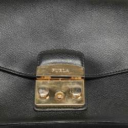 Pre Owned Furla Black Leather Metropolis Shoulder Bag