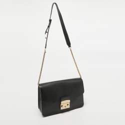 Pre Owned Furla Black Leather Metropolis Shoulder Bag