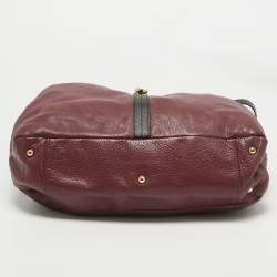 Furla Burgundy/Beige Leather Clasp Shoulder Bag