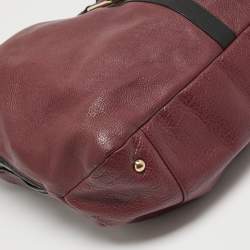 Furla Burgundy/Beige Leather Clasp Shoulder Bag