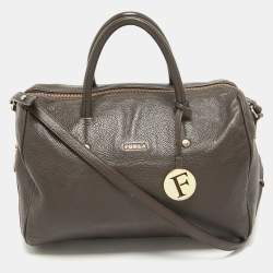 Furla Dark Brown Leather Ariana Satchel