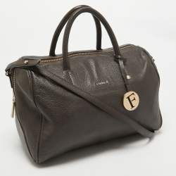 Furla Dark Brown Leather Ariana Satchel