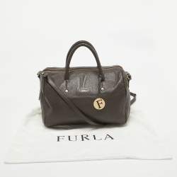 Furla Dark Brown Leather Ariana Satchel