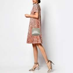 Pre Owned Furla Taupe Grey Leather Camelia Crossbody Bag