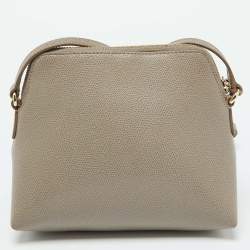 Pre Owned Furla Taupe Grey Leather Camelia Crossbody Bag