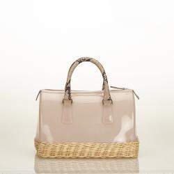 Pre Owned حقيبة يد فورلا كاندي قش/مطاط  وردي لامع 