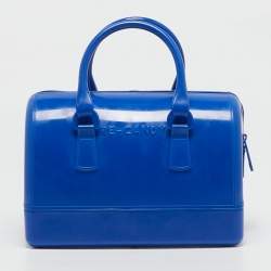 Pre Owned Furla Blue Re-Rubber Candy Satchel