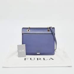 Pre Owned Furla Blue/Purple Leather Like Crossbody Bag