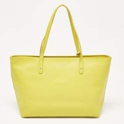 Furla Yellow Leather Top Zip Tote