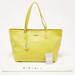 Furla Yellow Leather Top Zip Tote