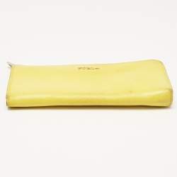Furla Yellow Leather Zip Continental Wallet