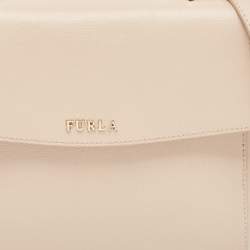 Furla Pale Pink Leather Flap Top Handle Bag